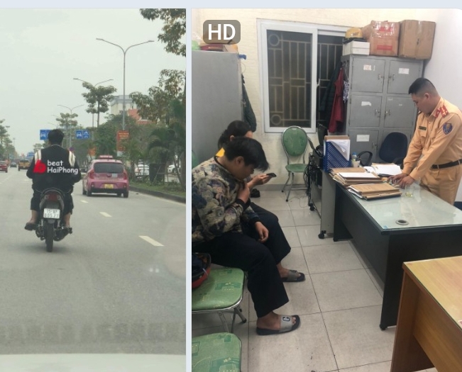 Đội Cảnh sát giao thông số 1 xử lý nghiêm một trường hợp điều khiển phương tiện giao thông đi không đúng làn đường, không đội mũ bảo hiểm 